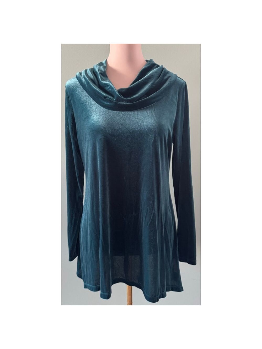 Women's Jones New York Velvet Cowl Neck Top Green Size M